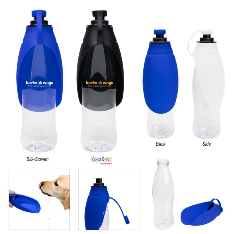 Custom 21 Oz. Recycled Pet Water Bottle & Dispensing Bowl