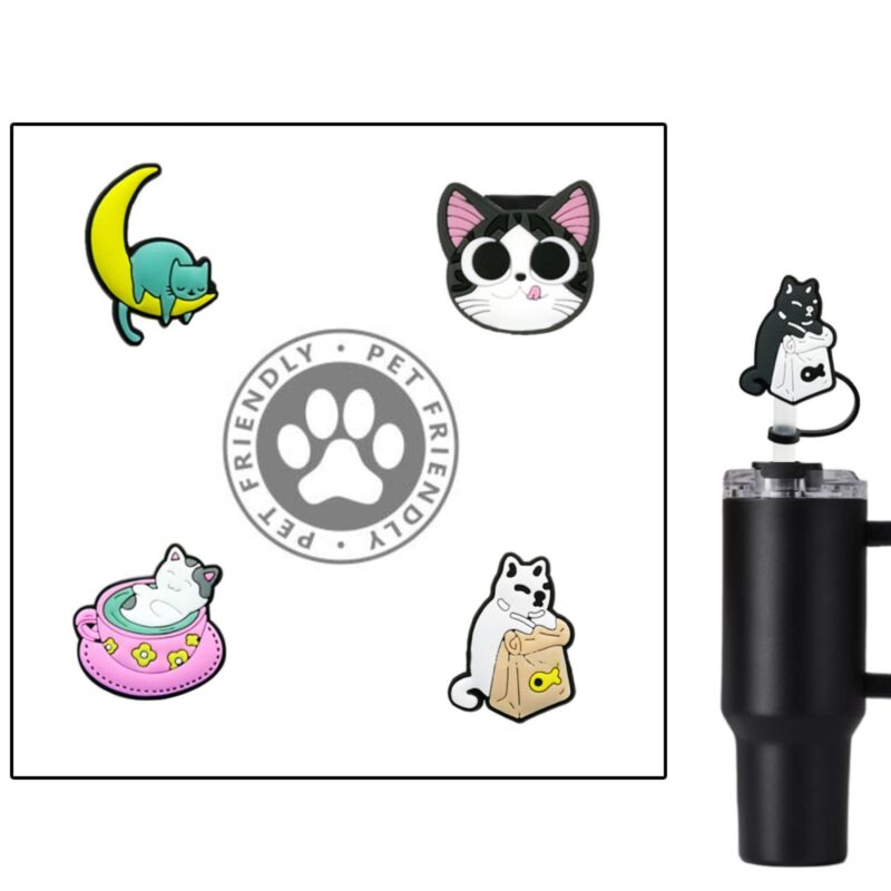 Custom 4-in-1 Cat Series Straw Topper Card Set