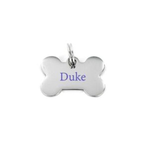 Custom Bone Shape Etched Pet Tag- Bone 1-1/8"