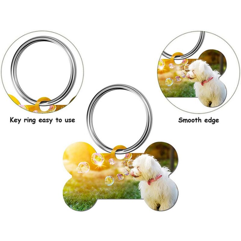 Custom Bone Shaped Aluminum Pet Name Tag - 3