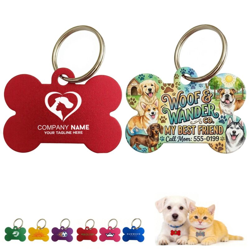 Custom Bone Shaped Aluminum Pet Name Tag