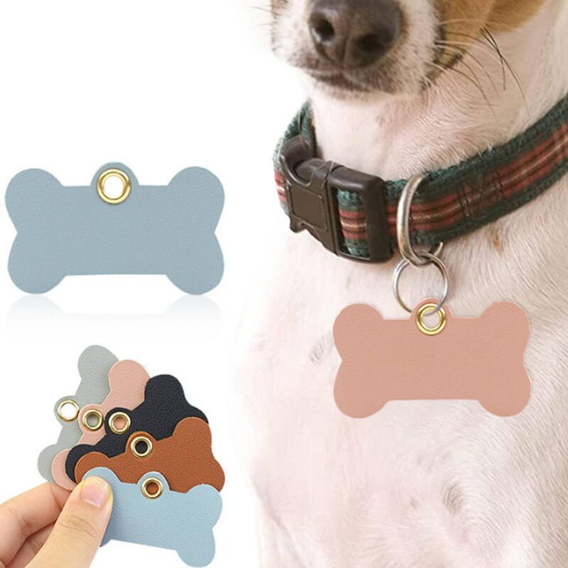 Custom PU Leather pet identification name tag - 7